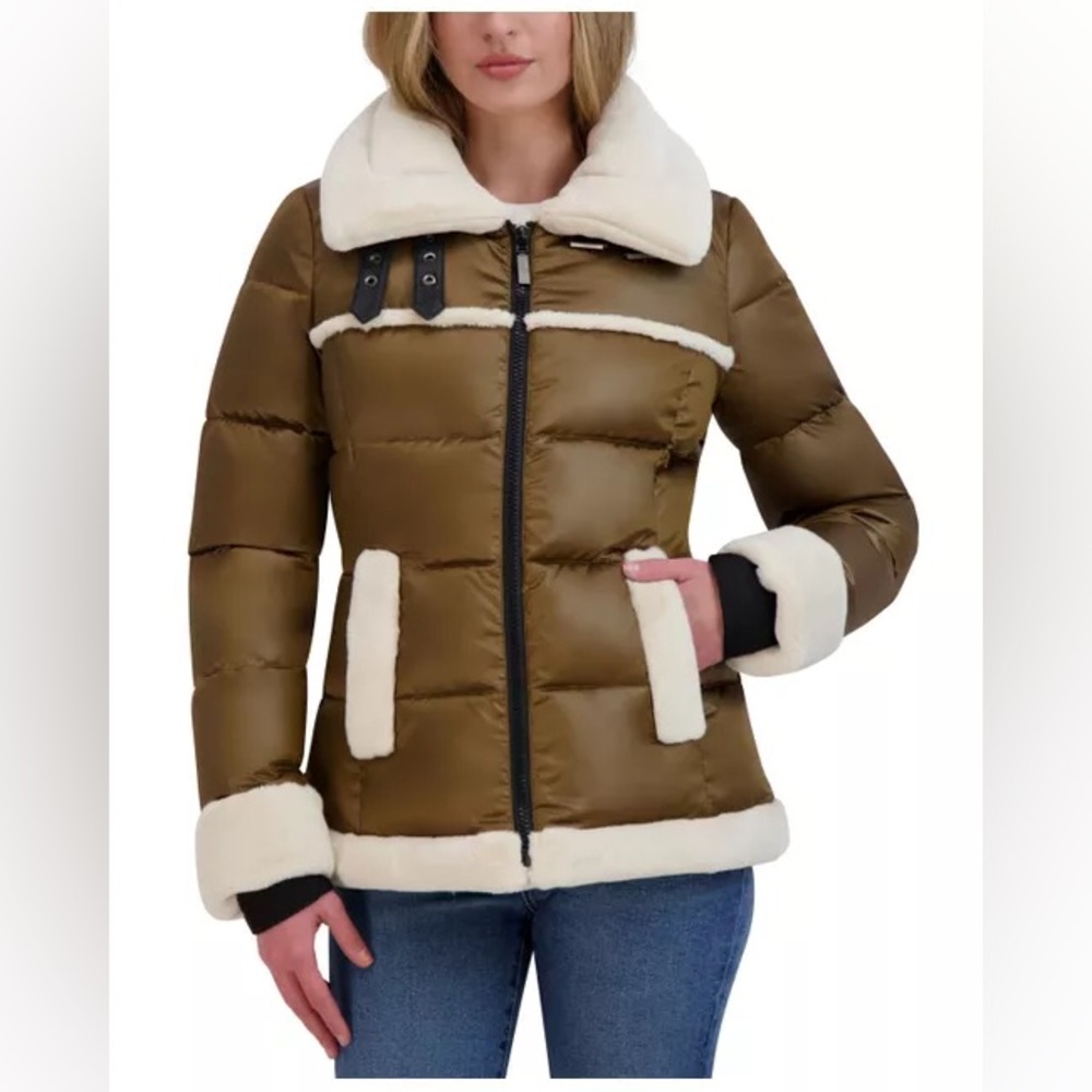 Laundry by Shelli Segal Puffer jacket with faux fur trim